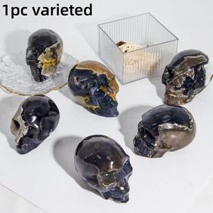 Calaveras de Cristal de Ágata Volcánica Natural al por Mayor, Talladas a Mano, Piedra Curativa, Figura de 6.5cm para Decoración del Hogar y Feng Shui - Product Image 3