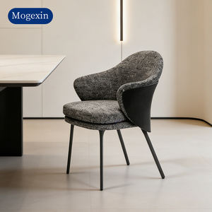 Chaises de salle à manger contemporaines en tissus de luxe italiens avec fauteuils pour appartement, mobilier de salle à manger haut de gamme - Product Image 3
