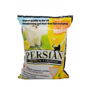 Litière pour chat en bentonite avec de bonnes performances d'absorption et une forte qualité agglutinante exportée au Royaume-Uni Sable pour chat à saveur de citron