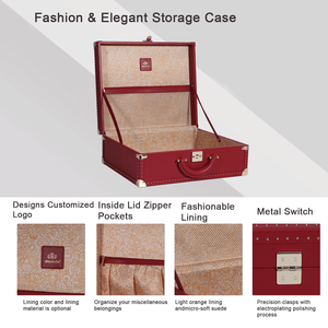 <span class=keywords><strong>Valise</strong></span> de Mariage de Luxe Tendance avec <span class=keywords><strong>Coque</strong></span> Rigide et Serrure, <span class=keywords><strong>Tissu</strong></span> Imprimé en Microfibre Rouge - Product Image 3