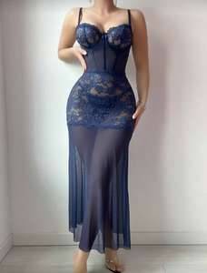 C250013 Lencería sexy de encaje Malla Vestido largo exótico Ropa de dormir Camisón Ropa Mujer Camisones Sexy Ropa de dormir Corsé Lencería - Product Image 1