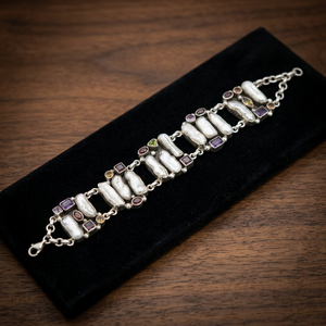 925artpalace 925 Sterling <b>Silver</b> Fashion <b>Bracelet</b> with Multistone Finished <b>Bangles</b> - Product Image 2