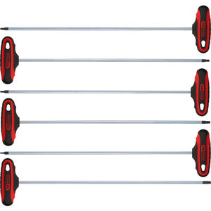 Lot de 6 clés mâles à poignée en T Torx de qualité industrielle L.375 mm Système de mesure métrique en acier Clés hexagonales - Product Image 1