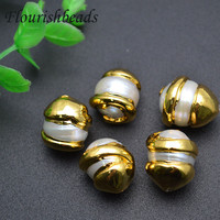 Nouvelles perles d'eau douce naturelles plaquées or, spirales baroques, perles lâches pour la création de bijoux DIY