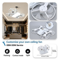 Ventilateur de plafond LED moderne à télécommande, 3 vitesses réglables, avec 4 pales, éclairage LED, modèle Agi32