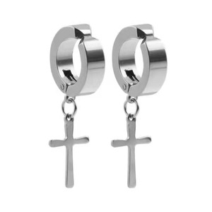 Boucles d'oreilles à clipser pour hommes et femmes, en alliage de zinc, plume croisée, 6mm 8mm, bijoux unisexes à la mode - Product Image 3