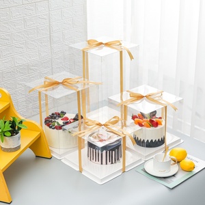 6 8 10 12 14 16 inch square transparent clear top cake box