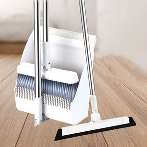 Juego de escoba y recogedor con mango de acero, recogedor de plástico, herramienta de limpieza doméstica de fácil uso. - Product Image 1