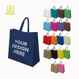 Sacs de courses non tissés en polypropylène laminé, recyclables et réutilisables, personnalisés avec logo, pour l'emballage d'épicerie, de cadeaux, sacs fourre-tout - Product Image 1