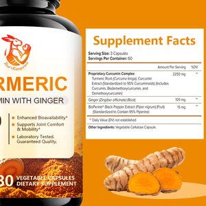 Capsules de curcuma Wellbody OEM/ODM pour soutenir le confort et la mobilité des articulations, extrait de curcumine, complément alimentaire à base de plantes - Product Image 2