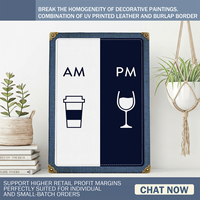 Décoration Murale en Toile de Jute, Nouvelle Tendance, Menu Alimentaire Personnalisé, Plaque Peinte en Cuir PU Imprimée UV pour la Maison, la Cuisine, le Restaurant, le Bar