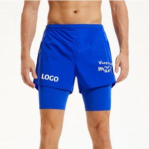 Pantalones de Running para Hombre Personalizados, de Secado Rápido, 100% Poliéster No Tejido, Holgados, para Maratón, Color Sólido, Efecto de 2 Piezas, Elásticos e Impermeables - Product Image 1
