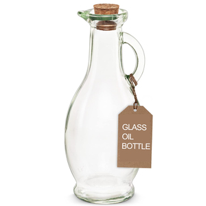 Chai dầu/ giấm thủy tinh 250ml, trống, có nắp gỗ - Product Image 2