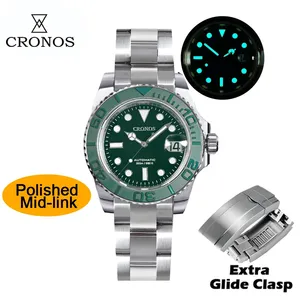 นาฬิกาข้อมือผู้ชาย Cronos Sub Diver ขอบหน้าปัดหมุนได้สองทิศทาง ขนาด 40 มม. กันน้ำ 20ATM สายข้อมือแบบขัดเงาและขัดด้าน นาฬิกาผู้ชาย - Product Image 5