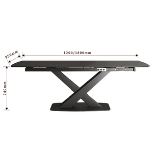 Tavolo <span class=keywords><strong>da</strong></span> <span class=keywords><strong>Pranzo</strong></span> Allungabile <span class=keywords><strong>di</strong></span> Lusso con Gambe in Acciaio Inox e <span class=keywords><strong>Design</strong></span> Nordico, Ideale per Appartamenti - Product Image 6