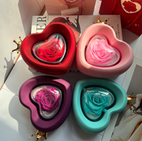 YUANQI Boîte à Bijoux Romantique en Forme de Cœur avec Rose Éternelle et Couronne pour la Saint-Valentin 2026 – Surprise Rose Préservée
