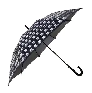 Anti UV Auto Straight Umbrella com Skull Skeleton Print para Halloween Festival