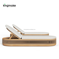 Ensemble de mobilier de plage et de piscine commercial, chaise longue réglable pour villa, resort, spa, chaise longue d'extérieur en teck massif imperméable