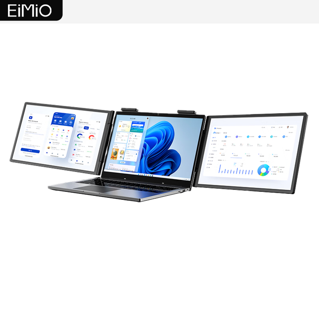 Wholesale Dual Foldable Portable Monitor 2*14 Inch Triple Screen Laptop Extender for Office Stock Trading Gaming in Stock