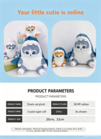 Peluche chat requin mignon, jouet en peluche doux, poupée en peluche, nouveau design 2024 pour cadeaux d'enfants