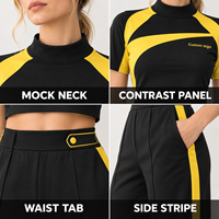 Ensemble deux pièces extensible en maille pour femme, polyester et élasthanne, pantalon large, tissu léger pour activités de plein air