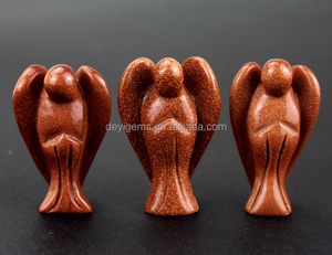 Nouvelle arrivée 1.5 pouces petit <span class=keywords><strong>goldstone</strong></span> pierres précieuses cristal ange figurines à vendre - Product Image 3
