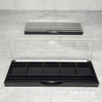 Palette de maquillage vide 4/5/6/8 compartiments avec couvercle transparent et base noire, étui cosmétique en ABS pour fard à joues