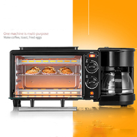 Station de cuisine 3-en-1 multifonctionnelle : four à micro-ondes électrique, cafetière et appareil de cuisson