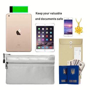 <b>Folder</b> Cash Money Bank Storage Bags 2 <b>Pockets</b> Separator Fireproof Storaging Safe Bag - Product Image 6