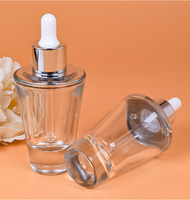 Pipette conique transparente de 1 oz à fond épais coloré de luxe, flacon compte-gouttes en verre Transparent de 30ml