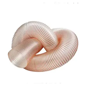Top supplier 0.9mm thickness spiral pipe duct hose steel wire reinforced flexible polyurethane air PU duct ventilation hose