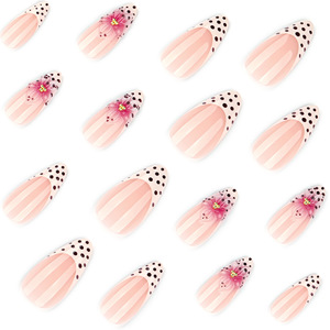 <span class=keywords><strong>Uñas</strong></span> Postizas 3D con Diseño de Flor de Almendra, Punta Francesa, Puntos, Acrílicas, <span class=keywords><strong>para</strong></span> Mujer, Uso Diario, Fiesta, <span class=keywords><strong>Boda</strong></span>, Gran Venta - Product Image 5