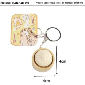 Jouet anti-stress simulé en forme de boulette vapeur, pendentif porte-clés souple en plastique à bouton-poussoir – Idéal pour la décompression et la purification des tensions ; Usine - Product Image 6