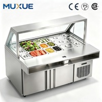 Réfrigérateur à salade en acier inoxydable MUXUE, 2 portes, refroidisseur sous comptoir pour bar à salades, buffet de salades