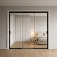 Porte coulissante en aluminium de qualité supérieure pour bâtiment résidentiel avec double vitrage et style moderne
