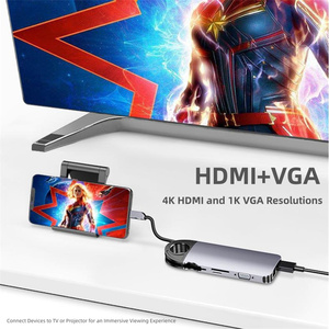 <span class=keywords><strong>Hub</strong></span> USB-C 10 en 1, adaptateur multiport de type C, séparateur USB3.0 3.5MM HDMI SD TF pour MacBook, station d'accueil en aluminium - Product Image 6