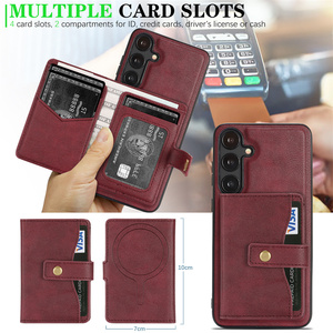 Étuis de téléphone personnalisables avec logo en cuir PU, porte-cartes magnétique puissant pour <span class=keywords><strong>Samsung</strong></span> A17 A16 A35 S25 S24 S23 S22 Ultra A56 - Product Image 2
