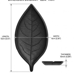 Leaf Shaped Jewelry Tray 3D Printed <b>Black</b> For Rings Earrings Display Storage Organizer Gift For Women Fashion Accessories - Product Image 2