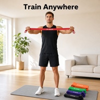 Juego de 7 Bandas de Resistencia con Anclaje para Puerta y Asas, Bandas de Ejercicio de Látex para Gimnasio en Casa, Entrenamiento de Fuerza, 5-230 LBS