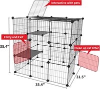 Enclos pour chats à 3 niveaux, durable, thermolaqué, pour intérieur, parc pour chats DIY, Catio, enclos métallique détachable, grande cage pour chats
