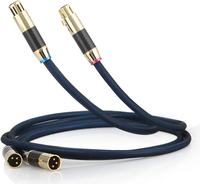 Câble de Microphone XLR or 3 broches xlr mâle à femelle câble en Fiber de carbone tresse en nylon bleu câble xlr broches en or