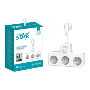 Regleta de Enchufes Winning Star de 3 Tomas 230V con Carcasa de PC y Función de Seguridad ST-118W - Product Image 1