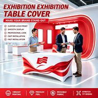 Housse de table extensible en spandex avec logo personnalisé, 4 pieds, 6 pieds, 8 pieds, sans plis, ajustée, pour salon professionnel, exposition, promotion d'événements