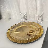 Grand plat à fruits profond en plastique doré brillant, transparent, pour la décoration de mariages, hôtels et fêtes, avec finition par pulvérisation, pour le commerce extérieur