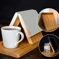 Support de lecture triangulaire amovible en bois pour bureau et maison, avec porte-gobelet et support de téléphone