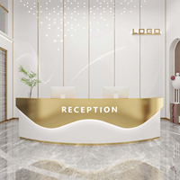 GUANKAI - Bureau de réception moderne en acier inoxydable incurvé et ovale, peint, pour salon de beauté, clinique, comptoir de bar (Origine Jiangxi)