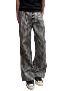 Fabricant en gros de pantalons à <span class=keywords><strong>carreaux</strong></span> pour hommes, fournisseur d'usine OEM ODM, pantalons vintage à <span class=keywords><strong>carreaux</strong></span>, pantalons décontractés à jambes larges, prix de gros - Product Image 2