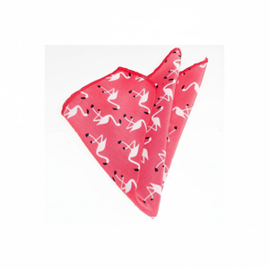 <b>Pink</b> and White Flamingo Printed <b>Pocket</b> <b>Square</b> - Product Image 2