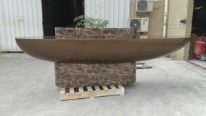 Q036 Boeat Shape Fiberglass Artistic Reception Counter Marble Like Front Desk for Retail Store Dental Coffee Shop Gym - Product Image 4