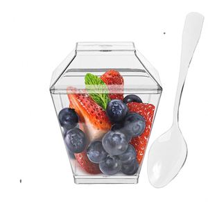 Vasos Desechables para Mousse de 2oz, Forma Trapezoidal, Plástico Transparente, Mini Vasos para Pastel, Postres, Fiestas, Panadería, Marca China - Product Image 1